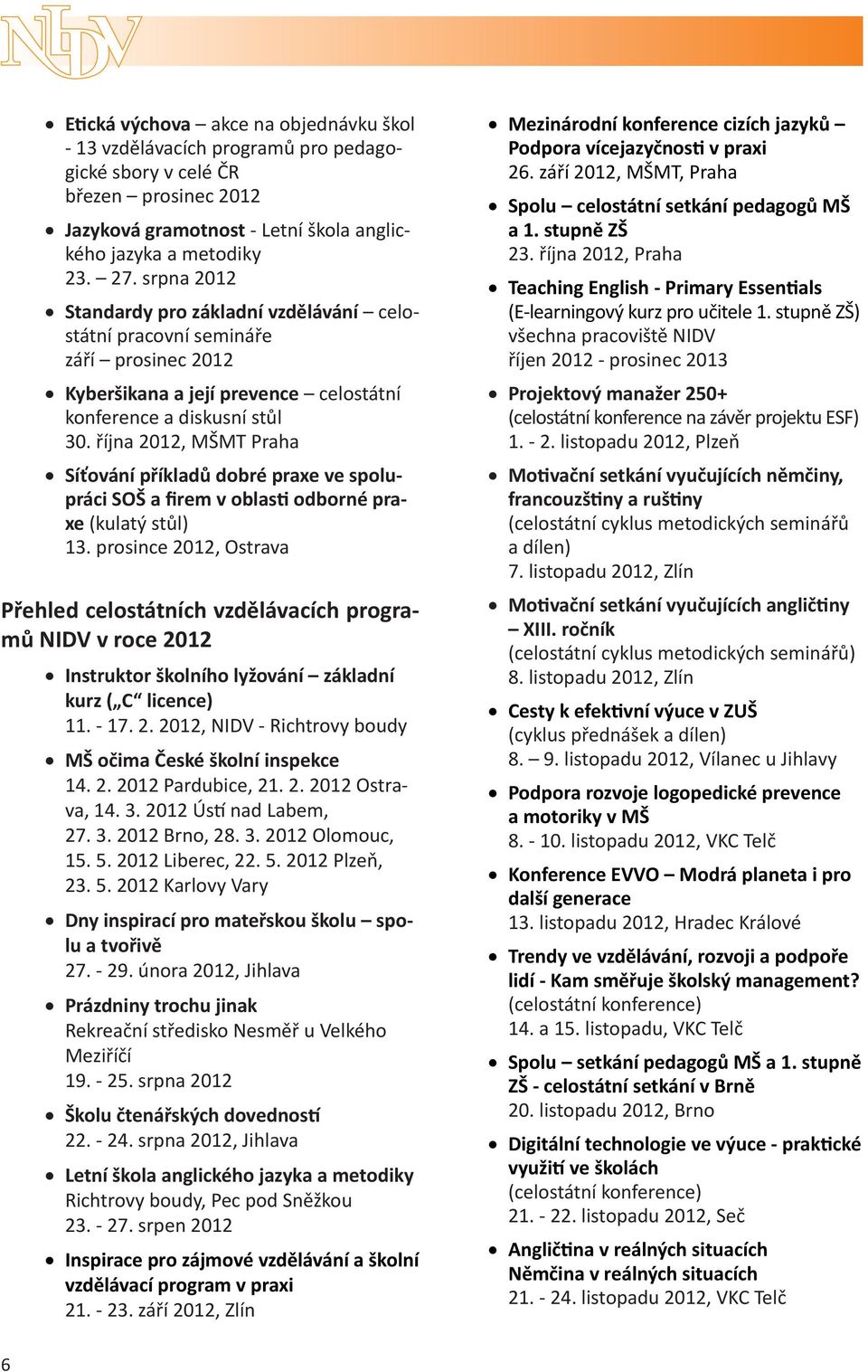 P jči xi 6 ř, MŠMT, P Sl l ggů MŠ ZŠ 3 řj, P Tig Egli - Pi Eil (E-ligý čil ZŠ) š iš NIDV řj - i 3 Pjý ž 5+ (l f j ESF) - li, Plň Mič čj či, fši ši (l l iý iřů l) 7 li, Zl Mič čj gliči XIII č (l l iý