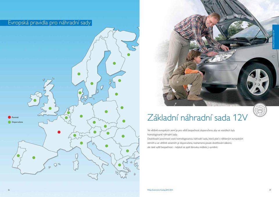 Dodržování povinnosti vozit homologovanou náhradní sadu, která platí v některých evropských zemích a ve většině