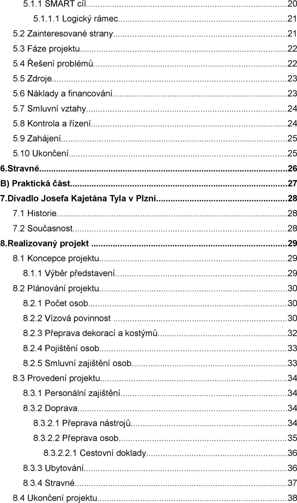 1 Koncepce projektu...29 8.1.1 Výběr předstvení...29 8.2 Plánování projektu...30 8.2.1 Počet osob...30 8.2.2 Vízová povinnost...30 8.2.3 Přeprv dekorcí kostýmů...32 8.2.4 Pojištění osob...33 8.2.5 Smluvní zjištění osob.