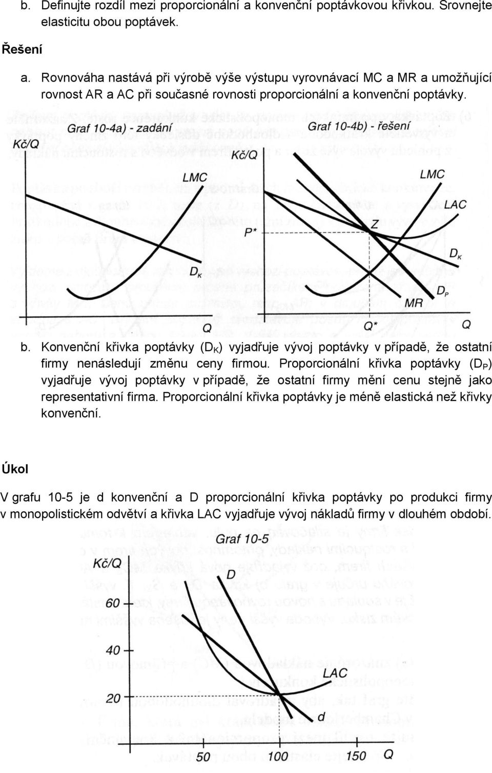 Rovnováha nastává při výrobě výše výstupu vyrovnávací MC a MR a umožňující rovnost AR a AC při současné rovnosti proporcionální a konvenční poptávky. b.