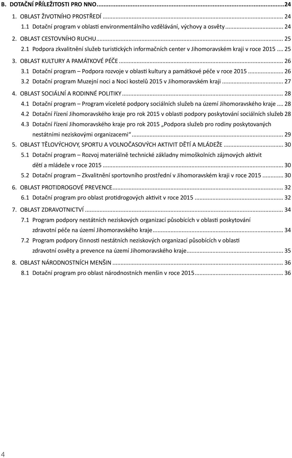 1 Dotační program Podpora rozvoje v oblasti kultury a památkové péče v roce 2015... 26 3.2 Dotační program Muzejní noci a Noci kostelů 2015 v Jihomoravském kraji... 27 4.