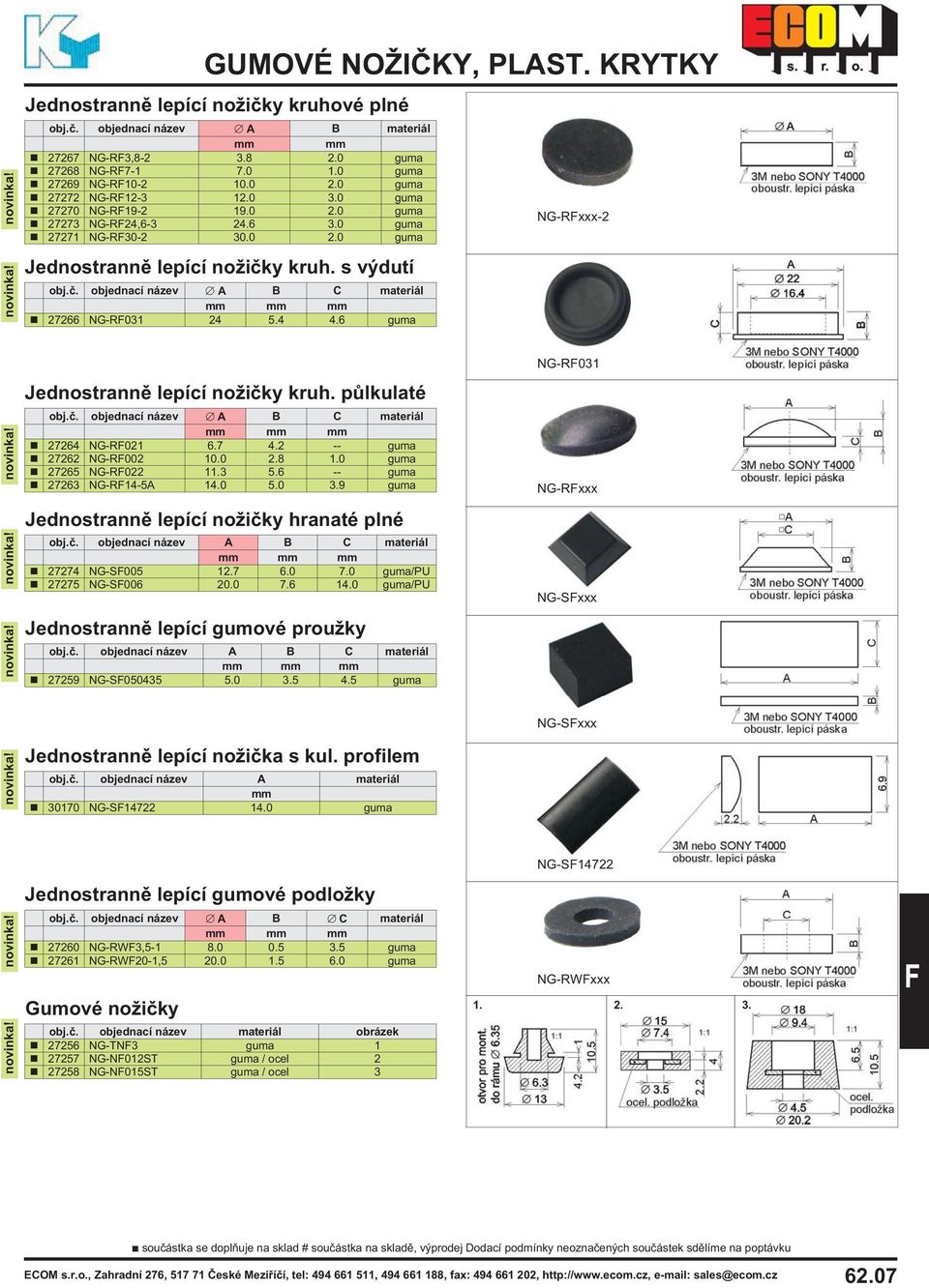6 guma Jednostrannì lepící no ièky kruh. pùlkulaté A B C materiál 27264 NG-R021 6.7 4.2 -- guma 27262 NG-R002 10.0 8 0 guma 27265 NG-R022 13 5.6 -- guma 27263 NG-R14-5A 14.0 5.