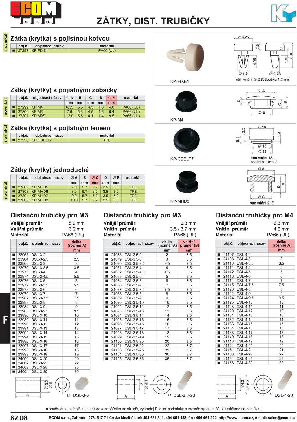 5 PA66 (UL) Zátka (krytka) s pojistným lemem materiál 27298 KP-CDELT7 TPE KP-IXE1 KP-M4 KP-CDELT7 Zátky (krytky) jednoduché A B C D E materiál 27302 KP-MHD5 7.0 5.7 5.2 5 5.0 TPE 27303 KP-MHD6 8.0 5.7 6.