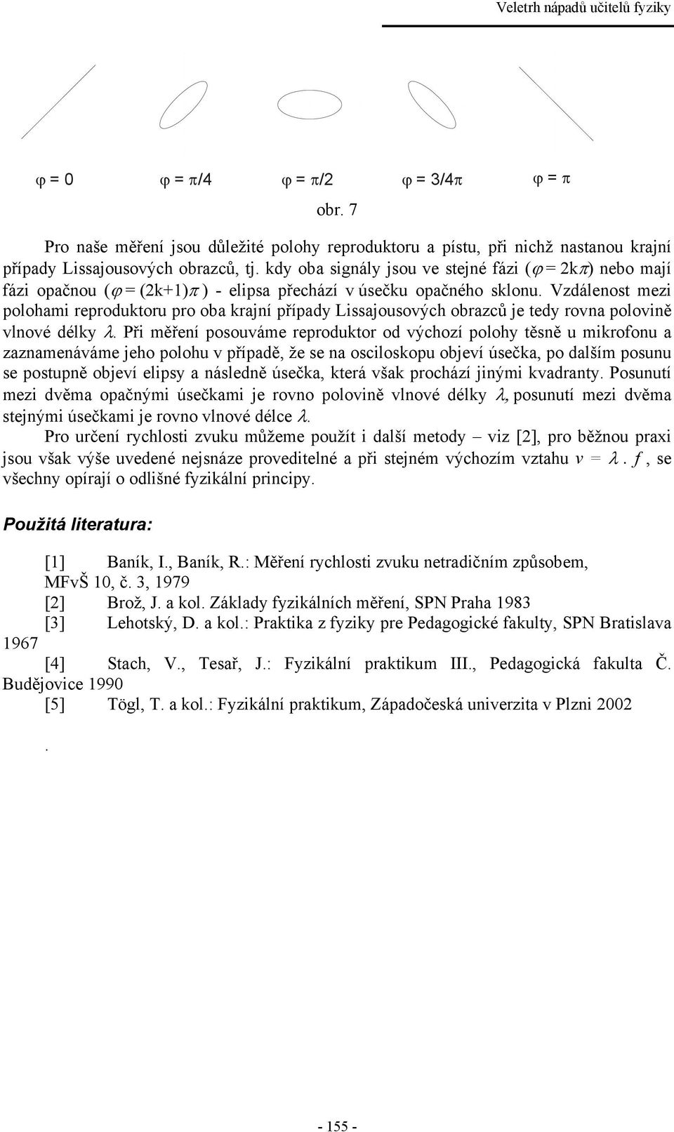 Vzdálenost mezi polohami reproduktoru pro oba krajní případy Lissajousových obrazců je tedy rovna polovině vlnové délky.