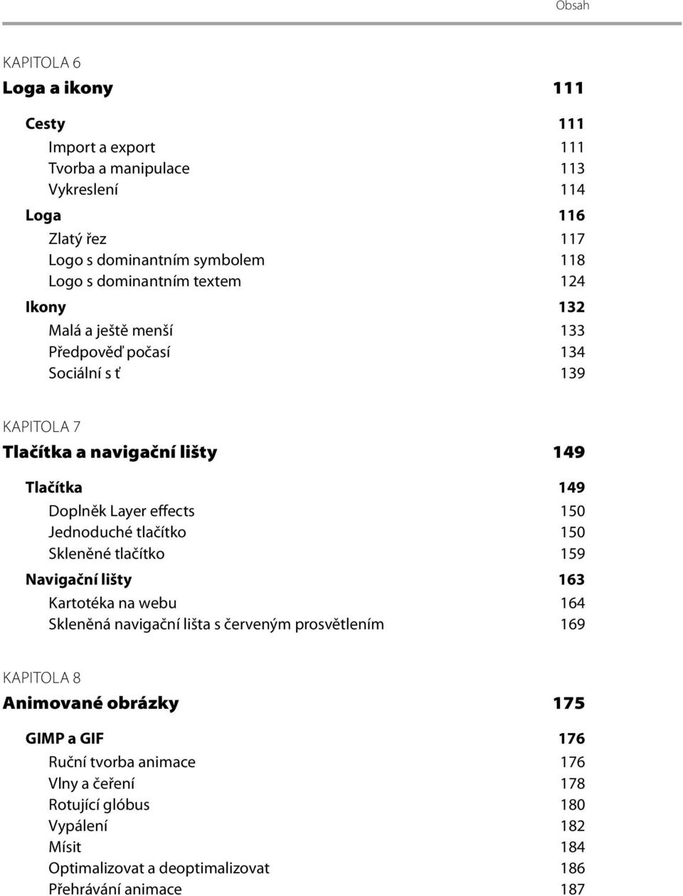 effects 150 Jednoduché tlačítko 150 Skleněné tlačítko 159 Navigační lišty 163 Kartotéka na webu 164 Skleněná navigační lišta s červeným prosvětlením 169 KAPITOLA 8