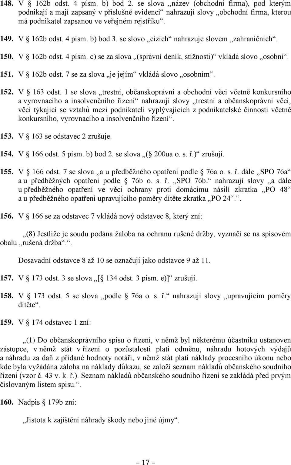 b) bod 3. se slovo cizích nahrazuje slovem zahraničních. 150. V 162b odst. 4 písm. c) se za slova (správní deník, stížnosti) vkládá slovo osobní. 151. V 162b odst. 7 se za slova je jejím vkládá slovo osobním.