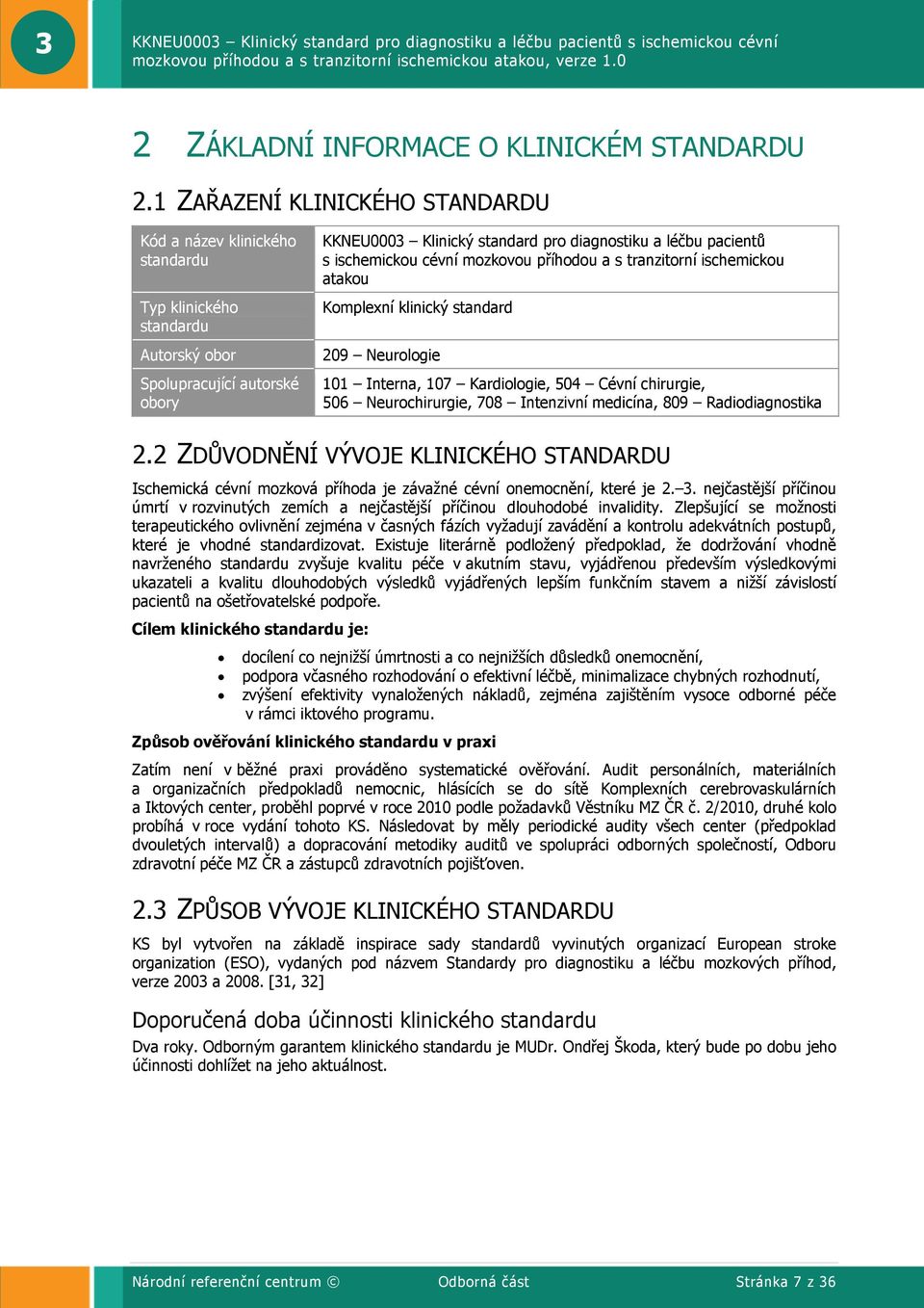 ischemickou cévní mozkovou příhodou a s tranzitorní ischemickou atakou Komplexní klinický standard 209 Neurologie 101 Interna, 107 Kardiologie, 504 Cévní chirurgie, 506 Neurochirurgie, 708 Intenzivní