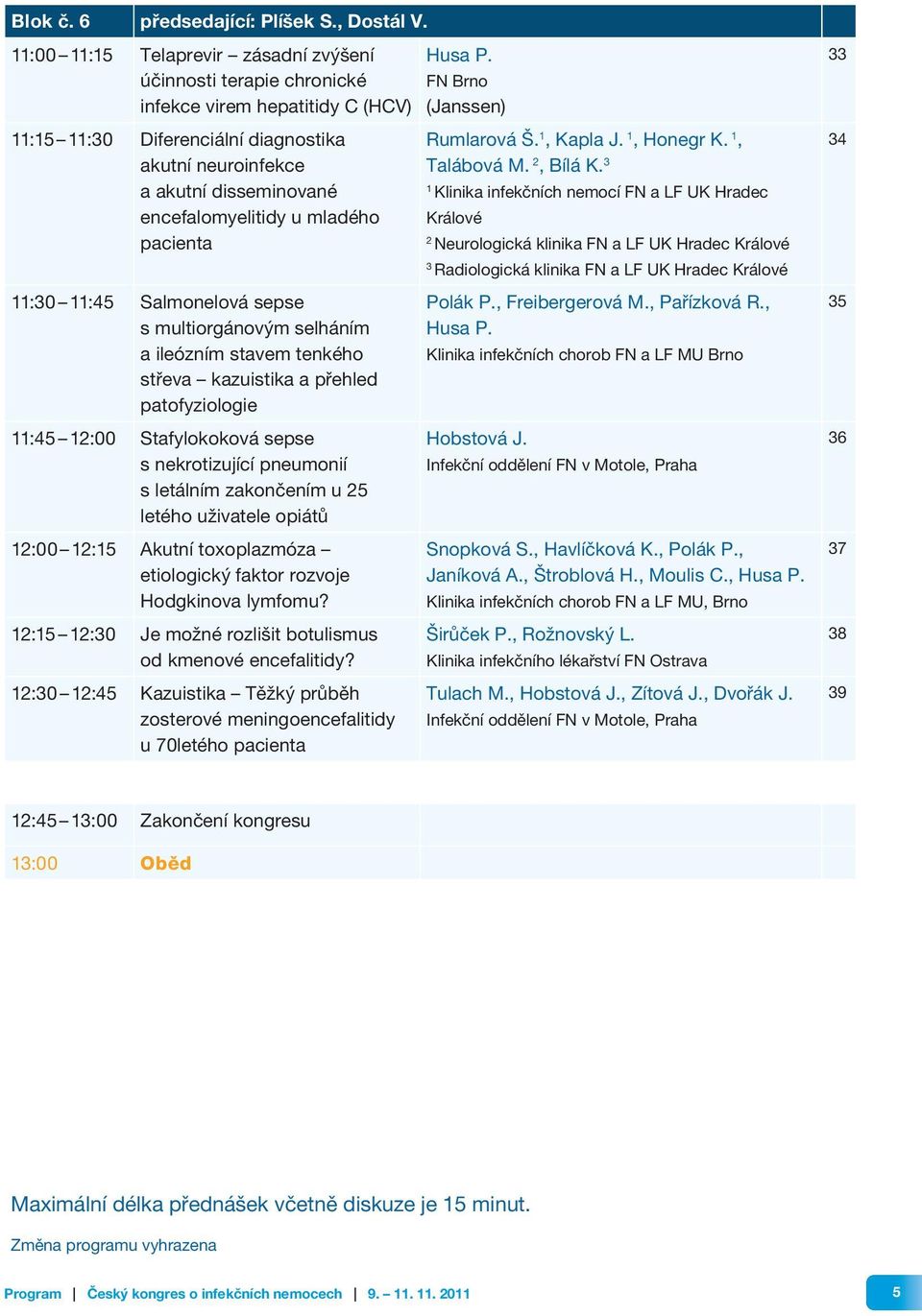 pacienta Husa P. FN Brno (Janssen) Rumlarová Š., Kapla J., Honegr K., Talábová M., Bílá K.