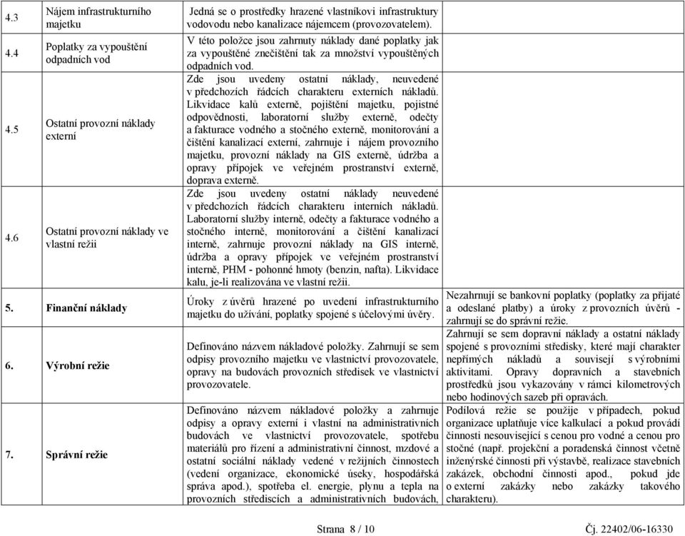 V této položce jsou zahrnuty náklady dané poplatky jak za vypouštěné znečištění tak za množství vypouštěných odpadních vod.