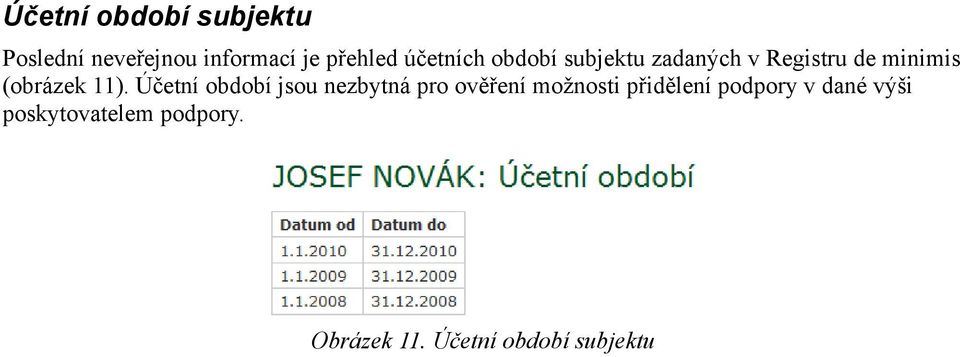 11). Účetní období jsou nezbytná pro ověření možnosti přidělení