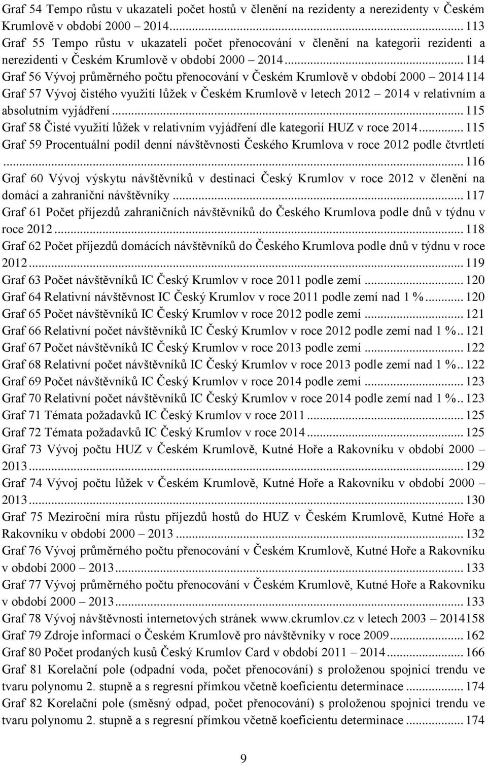 .. 114 Graf 56 Vývoj průměrného počtu přenocování v Českém Krumlově v období 2000 2014 114 Graf 57 Vývoj čistého využití lůžek v Českém Krumlově v letech 2012 2014 v relativním a absolutním vyjádření.