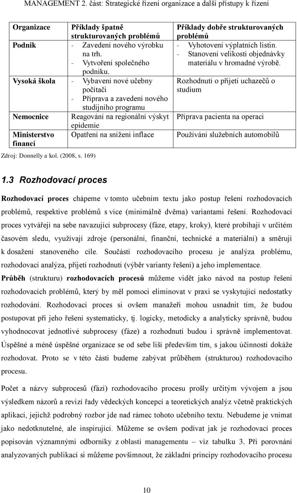 Donnelly a kol. (2008, s. 169) Příklady dobře strukturovaných problémů - Vyhotovení výplatních listin. - Stanovení velikosti objednávky materiálu v hromadné výrobě.