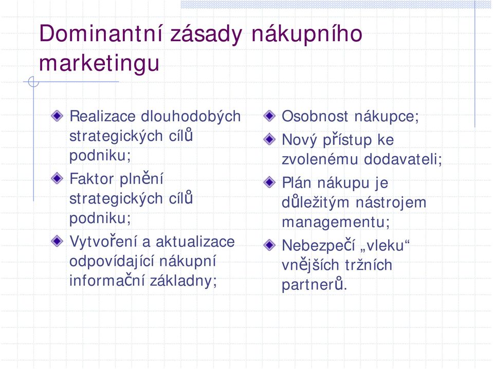 odpovídající nákupní informační základny; Osobnost nákupce; Nový přístup ke zvolenému