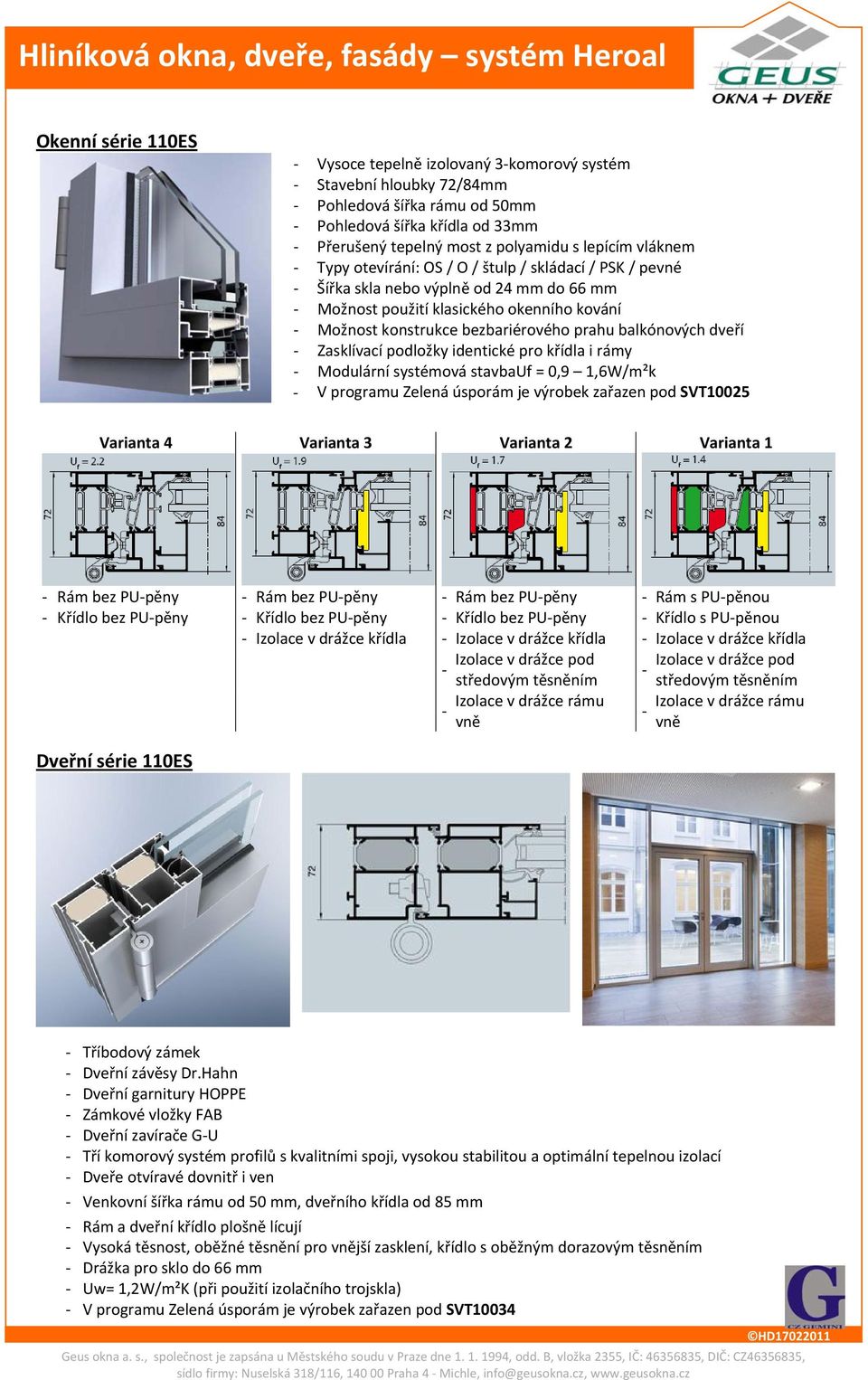 Hliníková okna, dveře, fasády systém Heroal - PDF Stažení zdarma