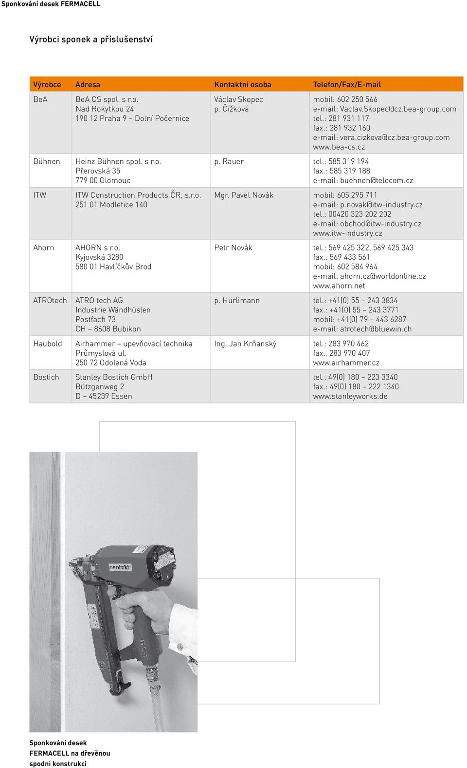 bea-cs.cz Nad Rokytkou 24 p. Čížková e-mail: Vaclav.Skopec@cz.bea-group.com Bühnen 190 Heinz Praha Bühnen 9 Dolní spol. Počernice s r.o. p. Rauer tel.: 281 tel.: 9385 117319 194 Přerovská fax.