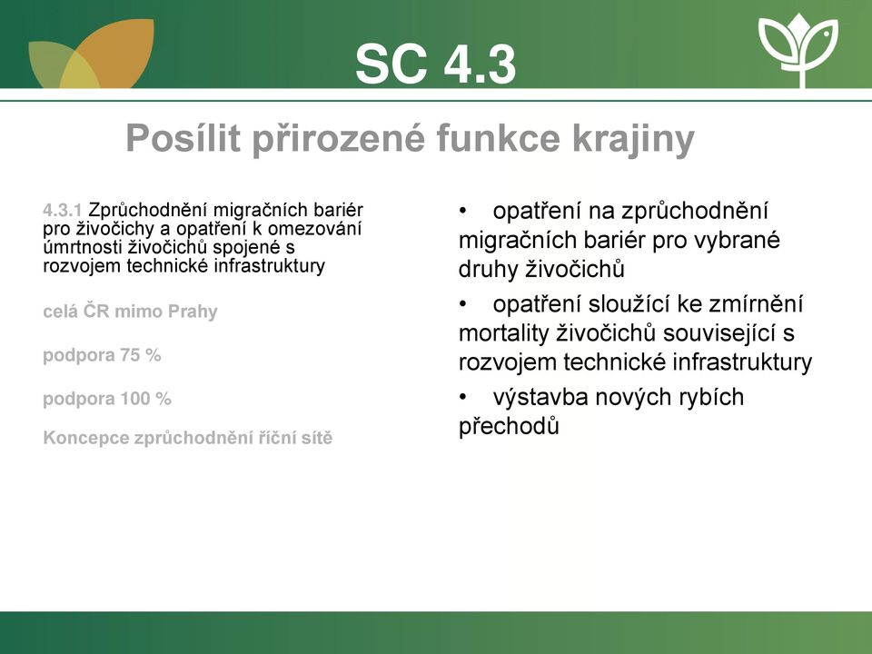 1 Zprůchodnění migračních bariér pro živočichy a opatření k omezování úmrtnosti živočichů spojené s rozvojem