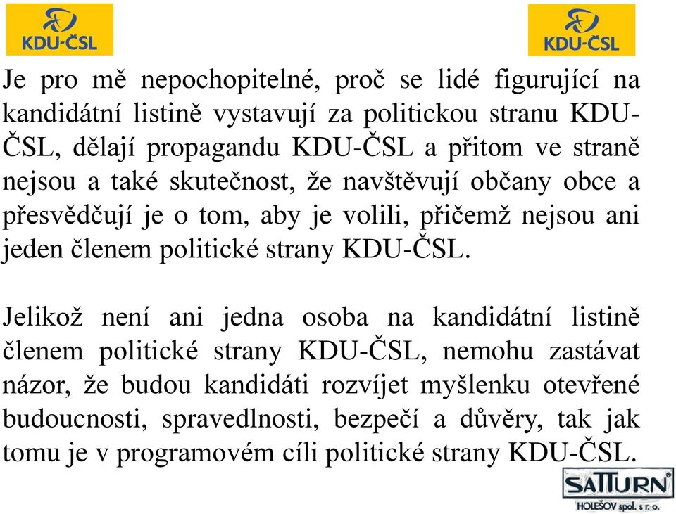 politické strany KDU-ČSL.