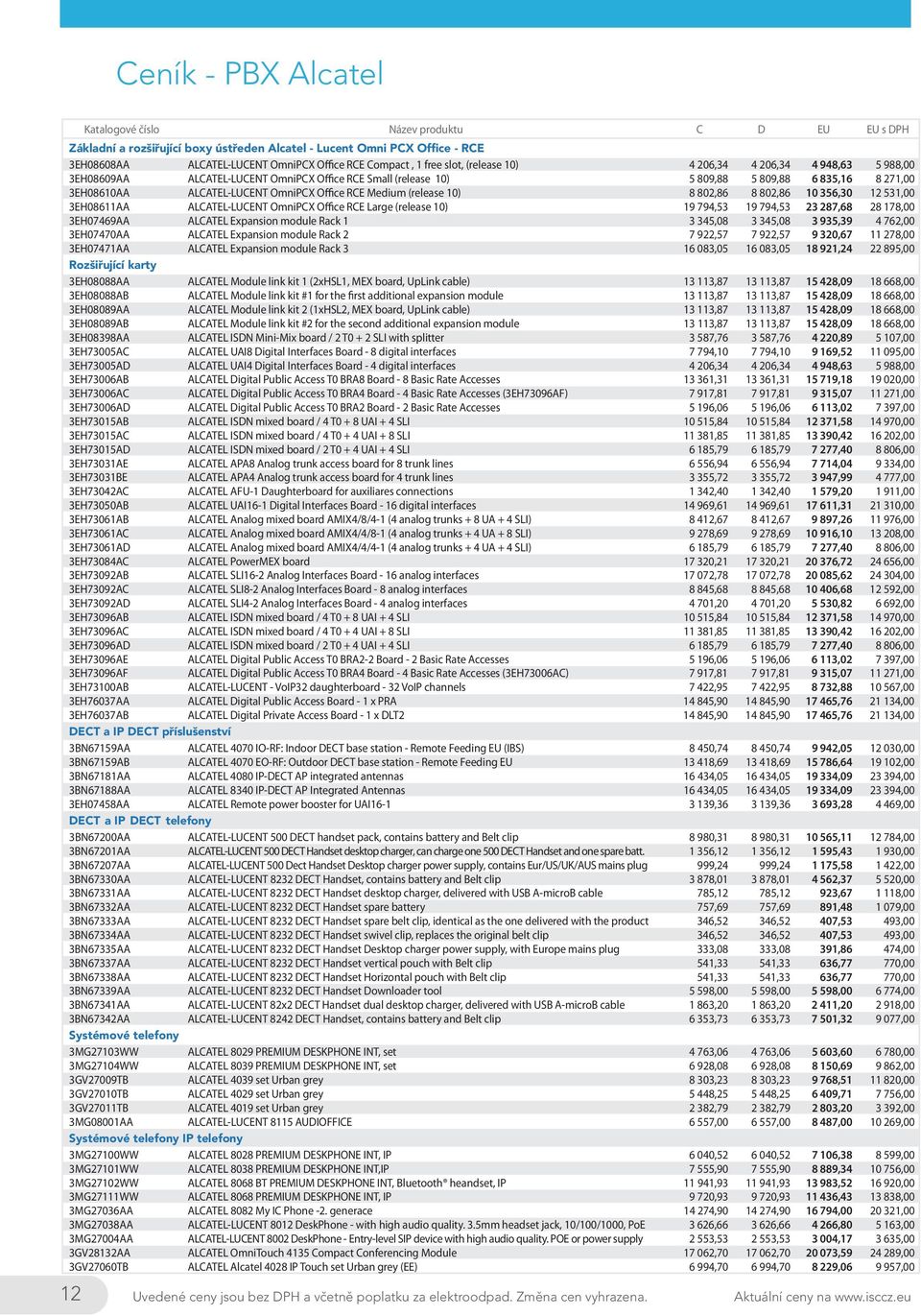 Office RCE Medium (release 10) 8 802,86 8 802,86 10 356,30 12 531,00 3EH08611AA ALCATEL-LUCENT OmniPCX Office RCE Large (release 10) 19 794,53 19 794,53 23 287,68 28 178,00 3EH07469AA ALCATEL