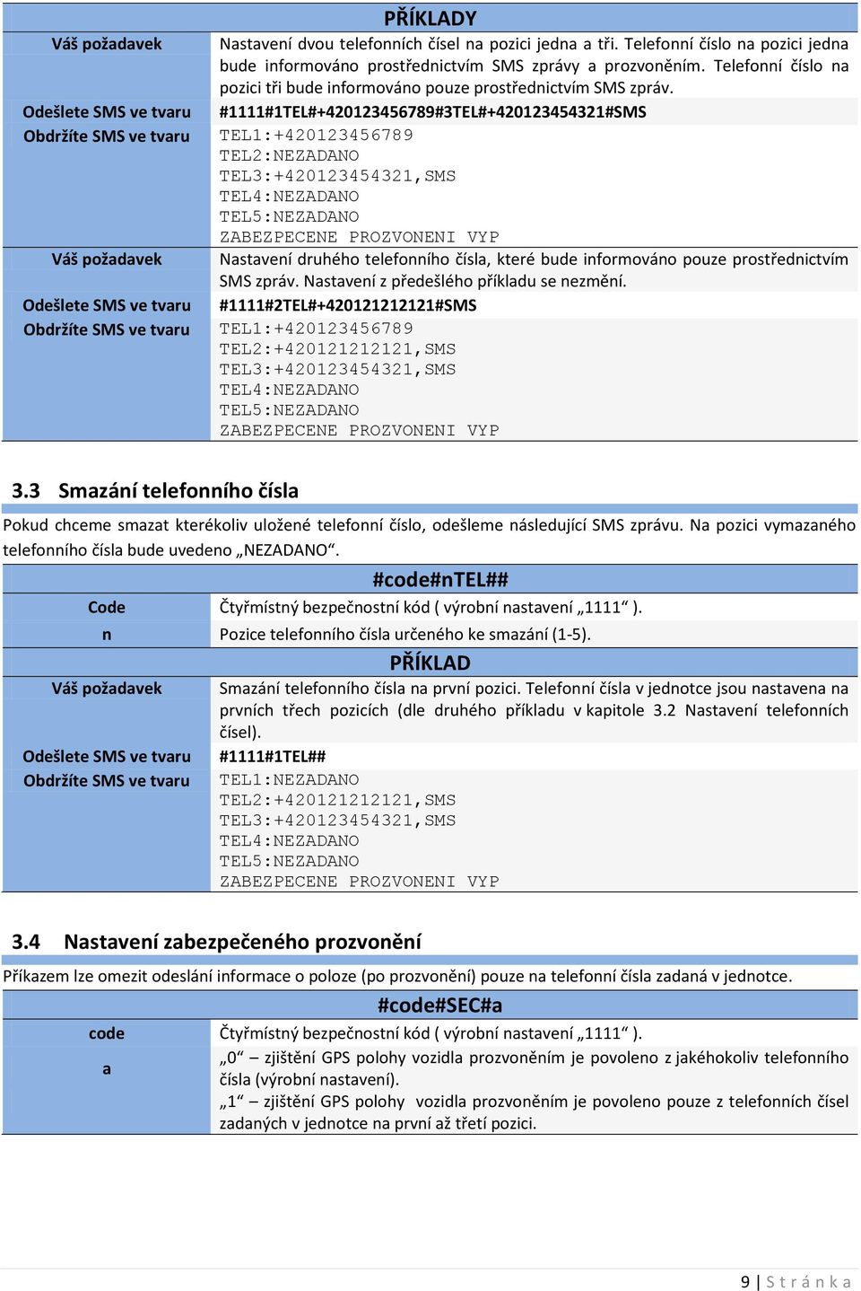 #1111#1TEL#+420123456789#3TEL#+420123454321#SMS TEL1:+420123456789 TEL2:NEZADANO TEL3:+420123454321,SMS TEL4:NEZADANO TEL5:NEZADANO ZABEZPECENE PROZVONENI VYP Nastavení druhého telefonního čísla,