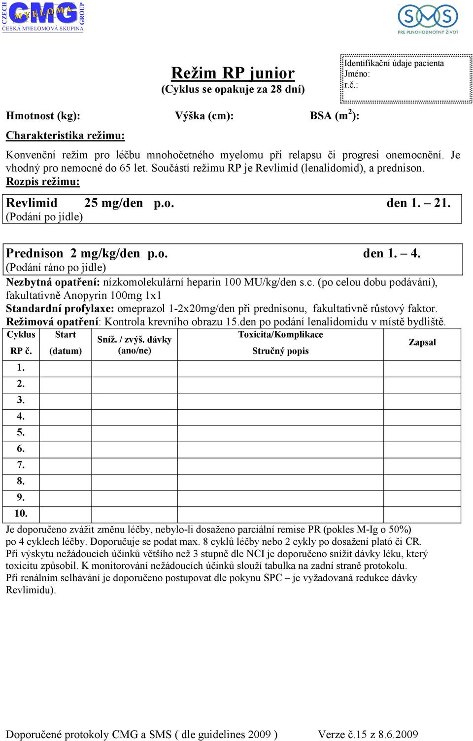 c. (po celou dobu podávání), fakultativně Anopyrin 00mg x Standardní profylaxe: omeprazol -x0mg/den při prednisonu, fakultativně růstový faktor.