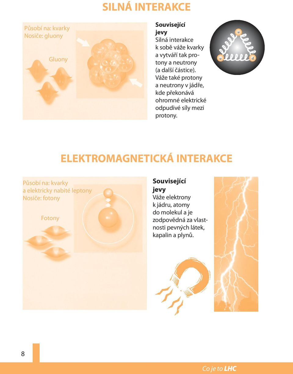 Váže také protony a neutrony v jádře, kde překonává ohromné elektrické odpudivé síly mezi protony.