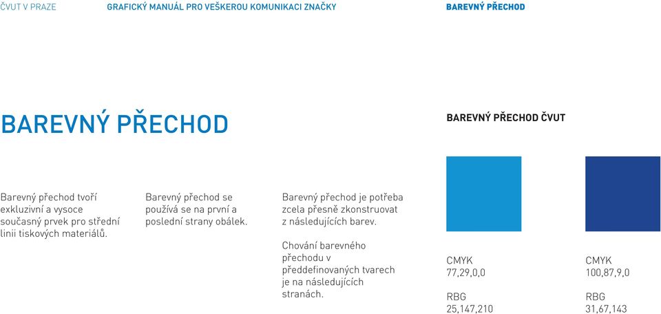 Barevný přechod se používá se na první a poslední strany obálek.