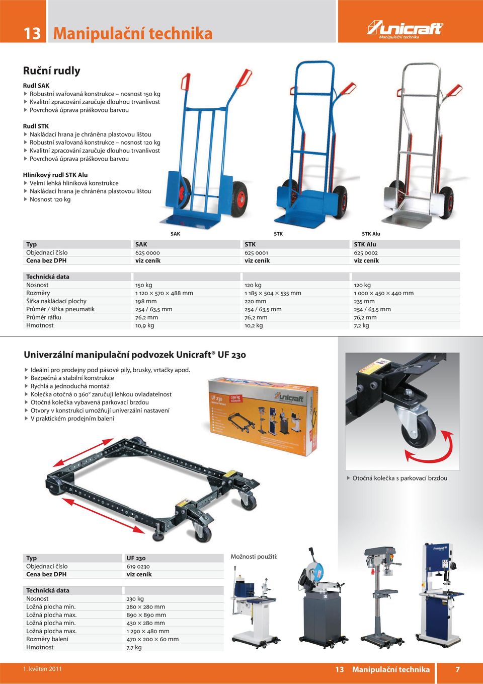 konstrukce Nakládací hrana je chráněna plastovou lištou 120 kg SAK STK STK Alu Typ SAK STK STK Alu Objednací číslo 625 0000 625 0001 625 0002 viz ceník viz ceník 150 kg 120 kg 120 kg 1 120 570 488 mm