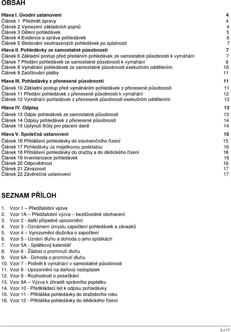 splatnosti 7 Hlava II.
