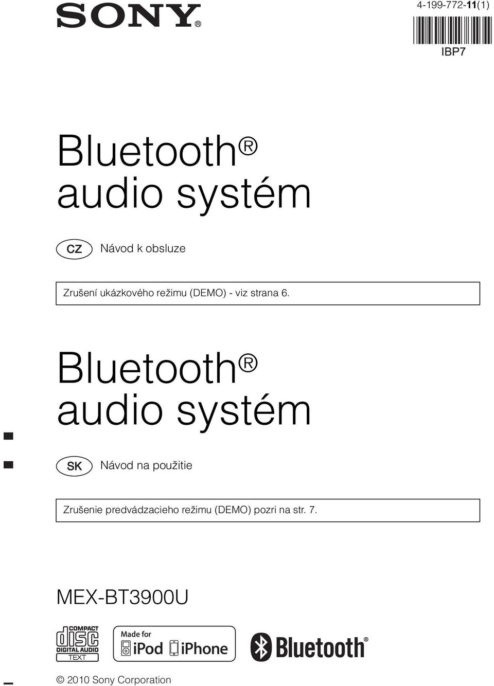 Bluetooth audio systém Návod na použitie Zrušenie
