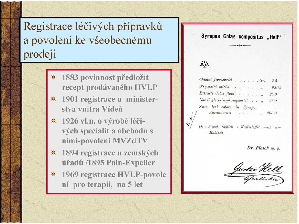 vl.n. o výrobě léčivých specialit a obchodu s nimi-povolení MVZdTV 1894 registrace