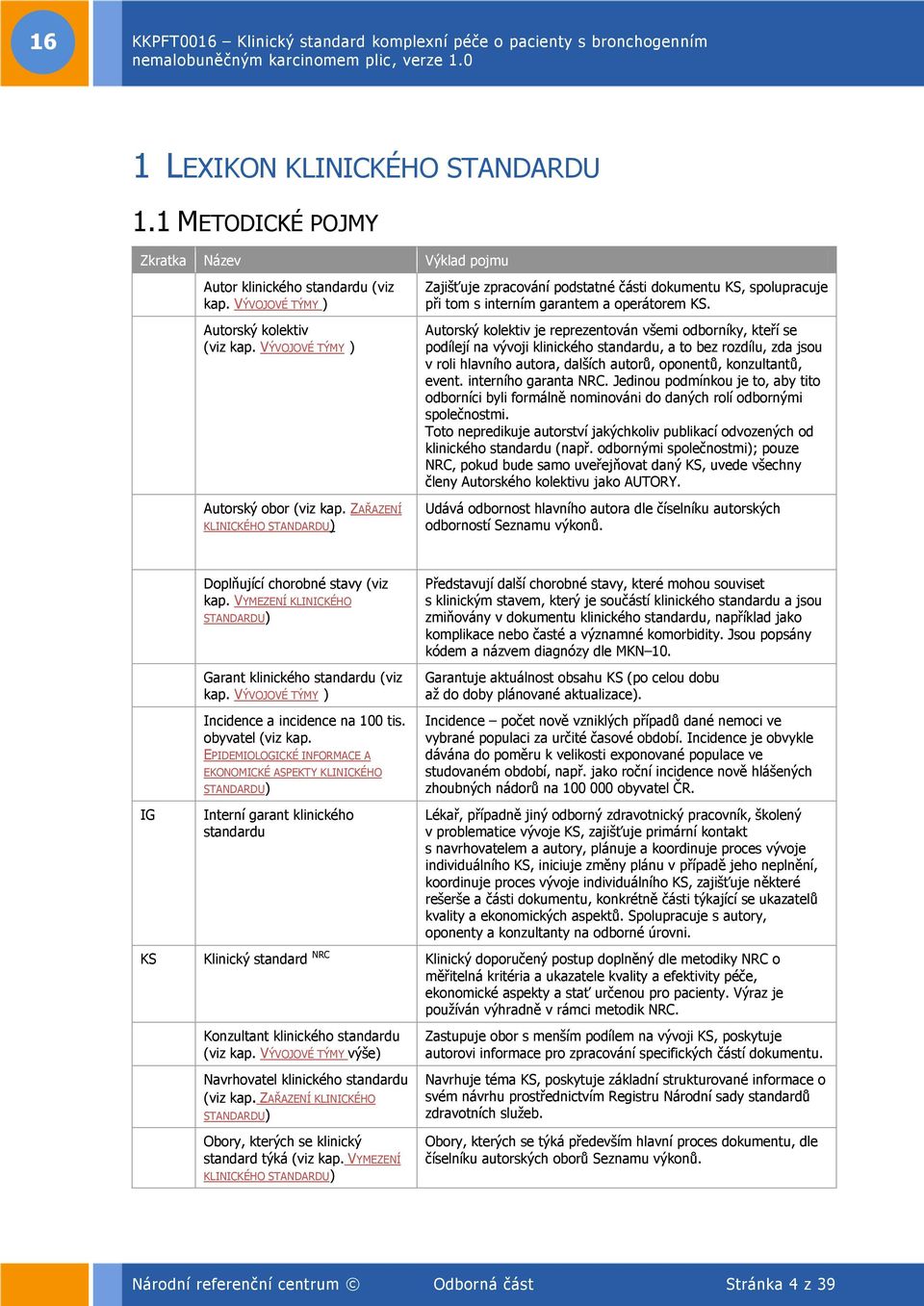 Autorský kolektiv je reprezentován všemi odborníky, kteří se podílejí na vývoji klinického standardu, a to bez rozdílu, zda jsou v roli hlavního autora, dalších autorů, oponentů, konzultantů, event.