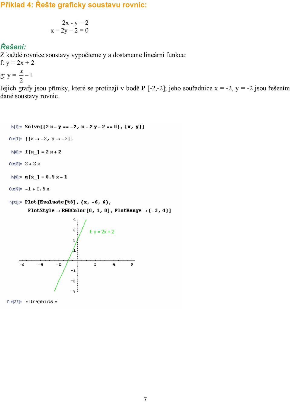 x + x g: y = 1 Jejich grafy jsou přímky, které se protínají v bodě P