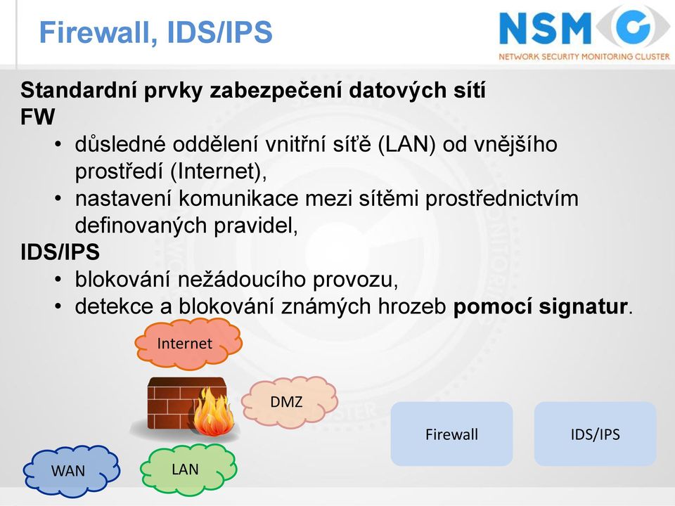 sítěmi prostřednictvím definovaných pravidel, IDS/IPS blokování nežádoucího