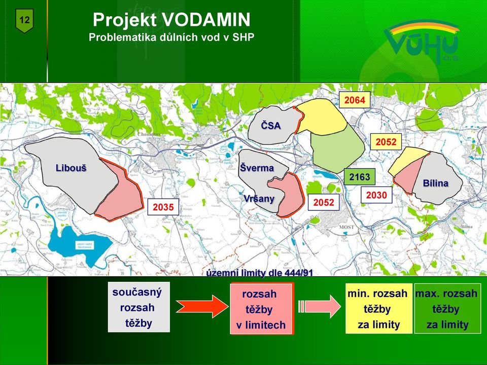 současný rozsah těžby rozsah těžby v limitech