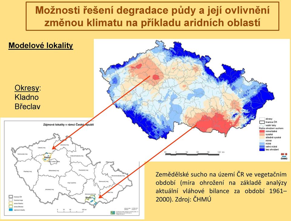 Zemědělské sucho na území ČR ve vegetačním období (míra ohrožení na