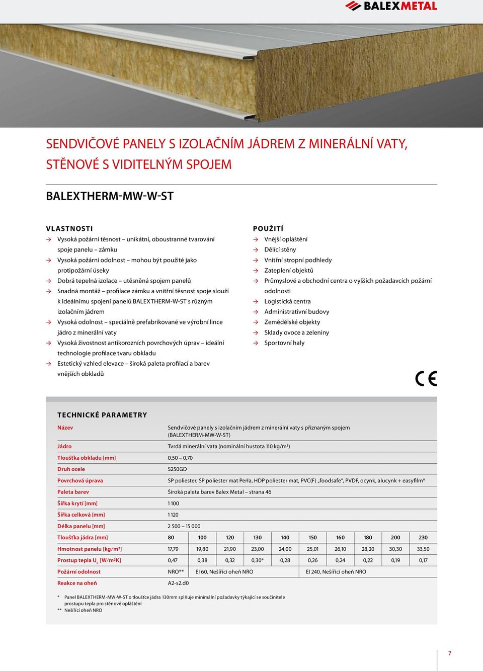 izolačním jádrem Vysoká odolnost speciálně prefabrikované ve výrobní lince jádro z minerální vaty Vysoká živostnost antikorozních povrchových úprav ideální technologie profilace tvaru obkladu