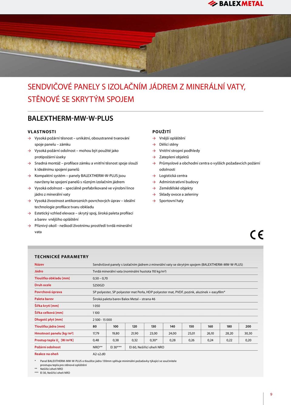 panelů s různým izolačním jádrem Vysoká odolnost speciálně prefabrikované ve výrobní lince jádro z minerální vaty Vysoká živostnost antikorozních povrchových úprav ideální technologie profilace tvaru