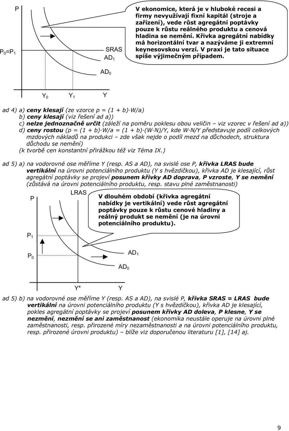 AD 0 0 1 ad 4) a) ceny klesají (ze vzorce p = (1 + b) W/a) b) ceny klesají (viz ešení ad a)) c) nelze jednozna n ur it (záleží na pom ru poklesu obou veli in viz vzorec v ešení ad a)) d) ceny rostou