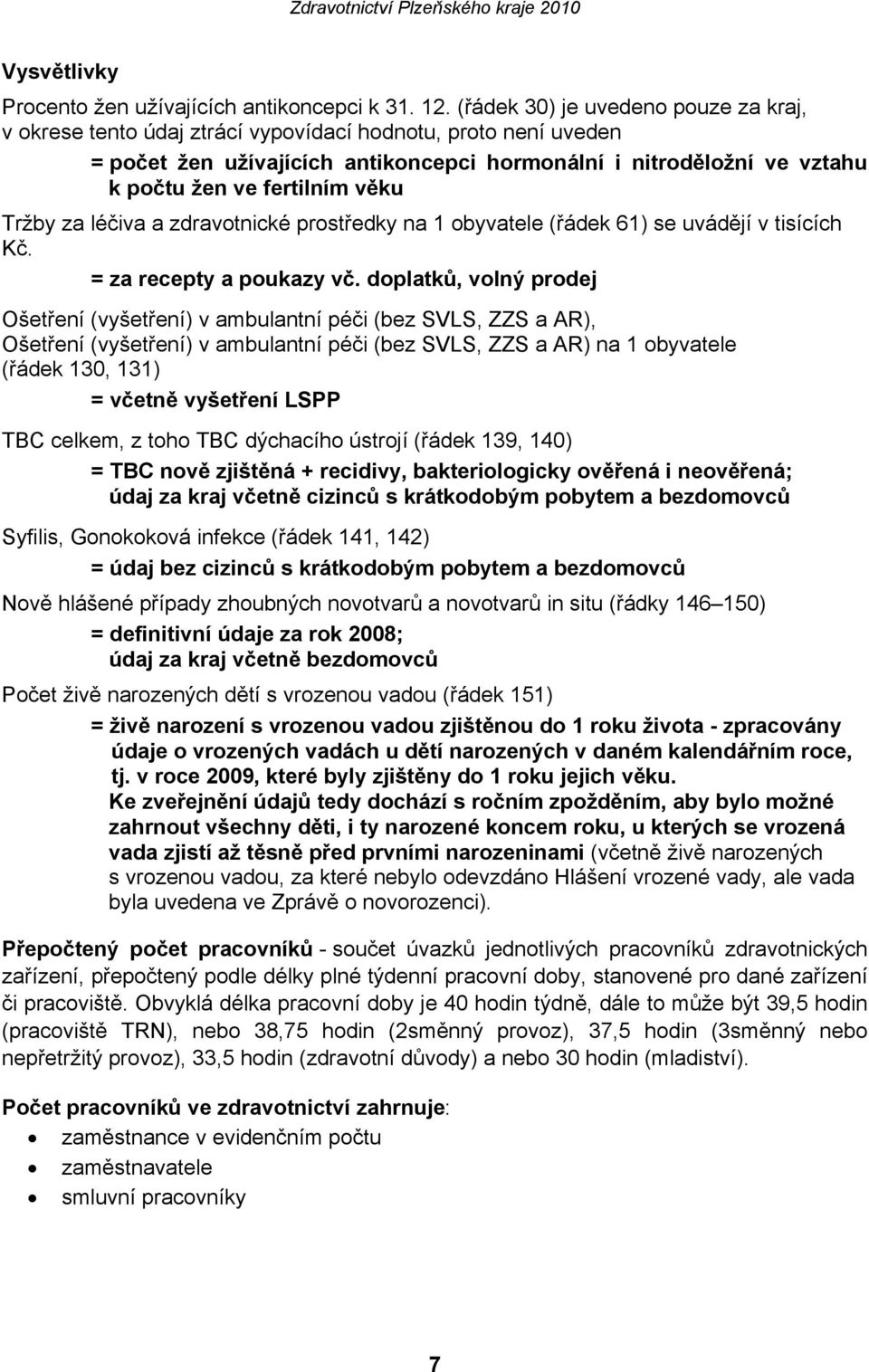 věku Tržby za léčiva a zdravotnické prostředky na 1 obyvatele (řádek 61) se uvádějí v tisících Kč. = za recepty a poukazy vč.