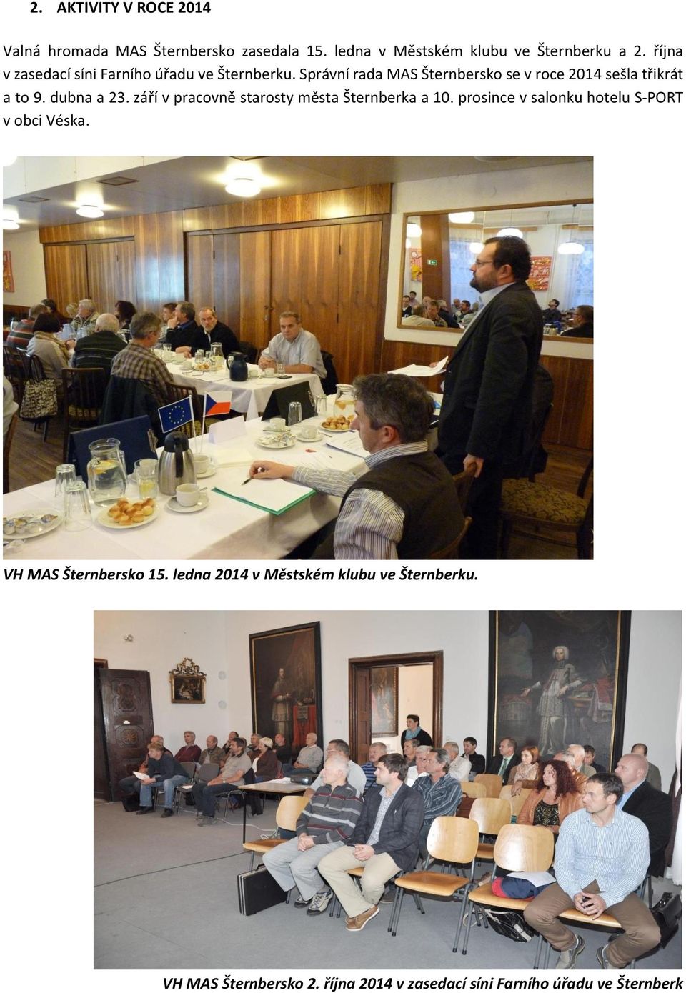 dubna a 23. září v pracovně starosty města a a 10. prosince v salonku hotelu S-PORT v obci Véska.