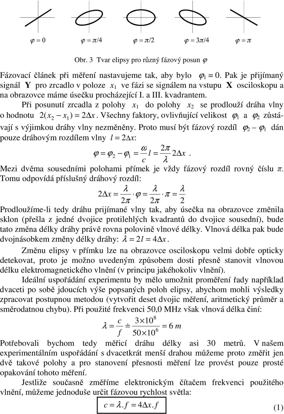 Při posunutí zradla z polohy x 1 do polohy x 2 se prodlouží dráha vlny o hodnotu 2( x2 x1) = 2 x. Všehny faktory, ovlivňujíí velikost ϕ 1 a ϕ 2 zůstávají s výjimkou dráhy vlny nezměněny.