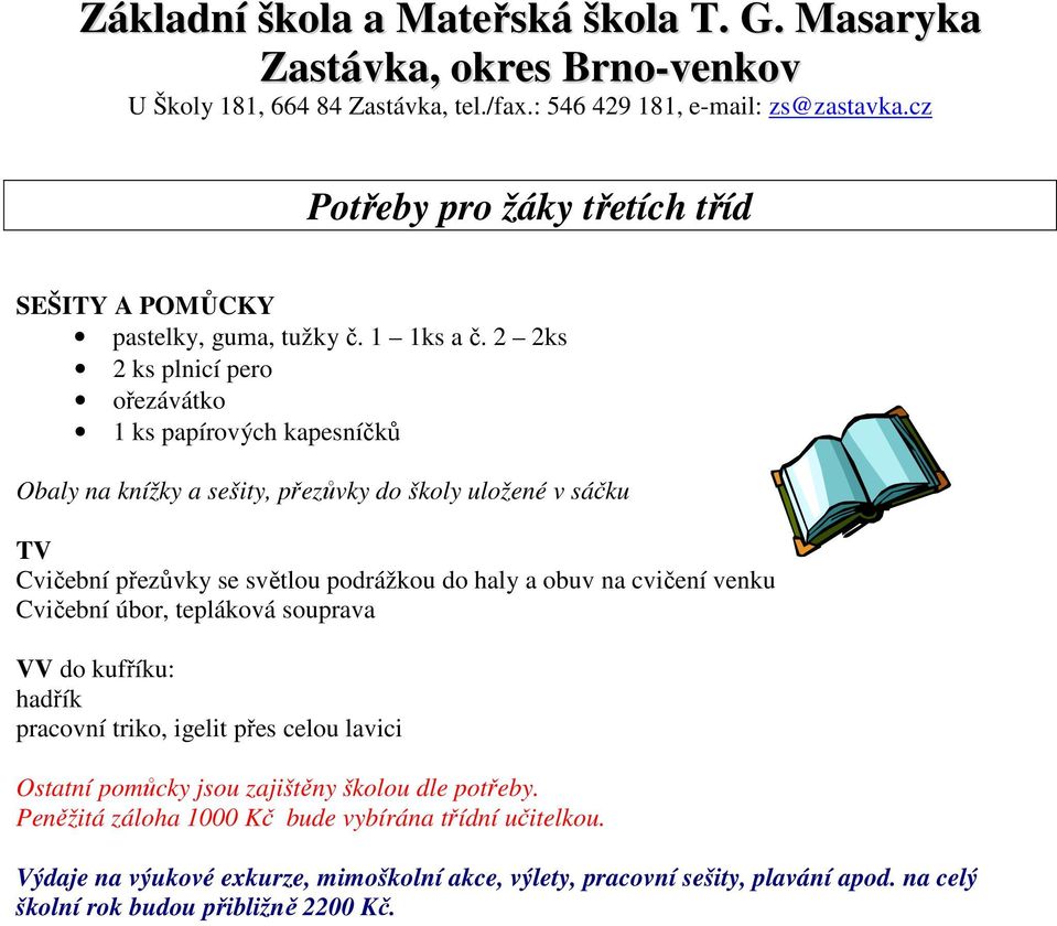 podrážkou do haly a obuv na cvičení venku Cvičební úbor, tepláková souprava VV do kufříku: hadřík pracovní triko, igelit přes celou lavici Ostatní