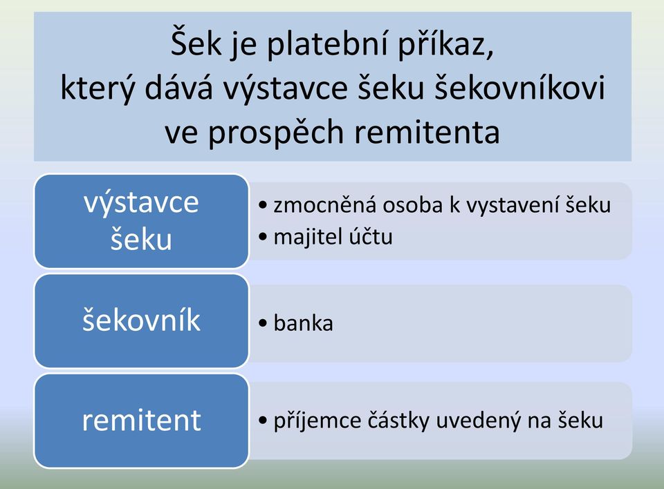 zmocněná osoba k vystavení šeku majitel účtu