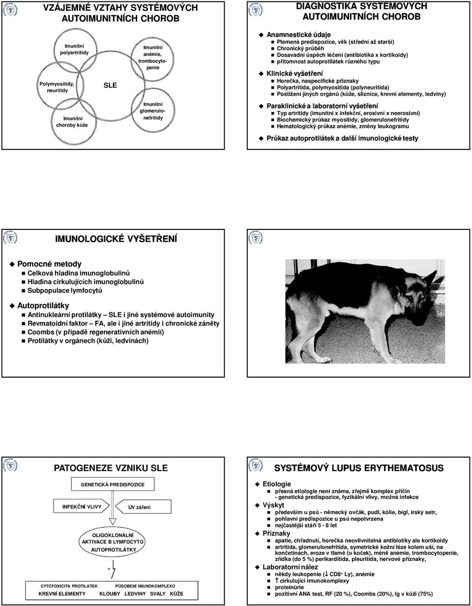 Polyartritida, polymyositida (polyneuritida) Postižení jiných orgánů (kůže, sliznice, krevní elementy, ledviny) choroby kůže glomerulonefritidy Paraklinické a laboratorní vyšetření Typ artritidy