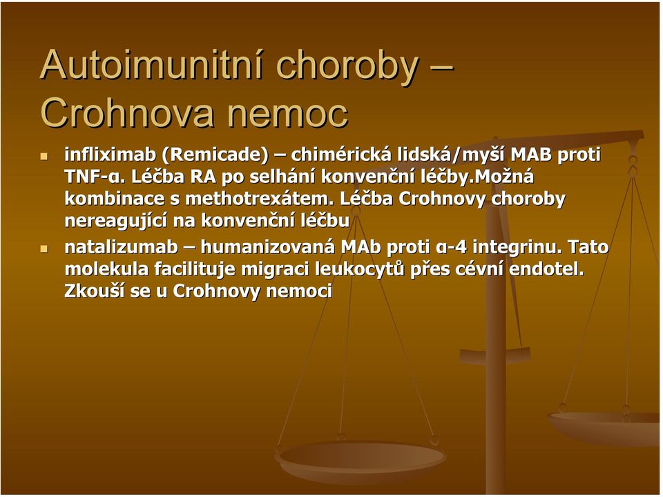 . Léčba Crohnovy choroby nereagující na konvenční léčbu natalizumab humanizovaná MAb proti