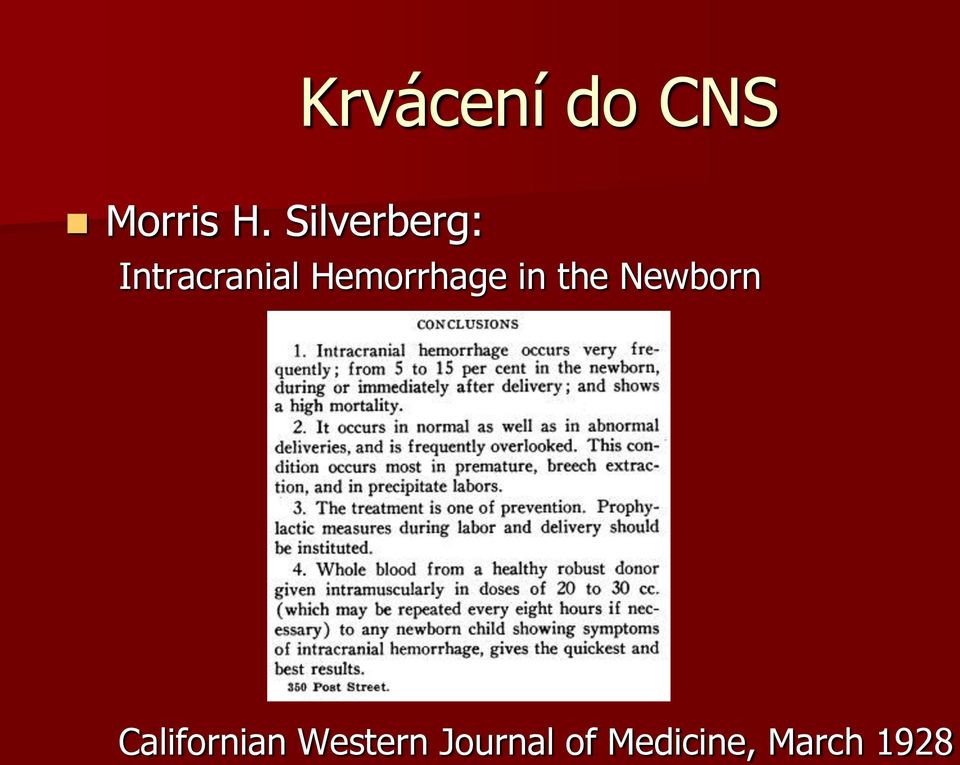 Hemorrhage in the Newborn