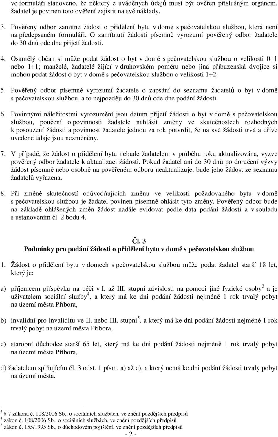 Pravidla pro přidělování bytů. bytů v domech s pečovatelskou službou ve  městě Příboře. - PDF Free Download