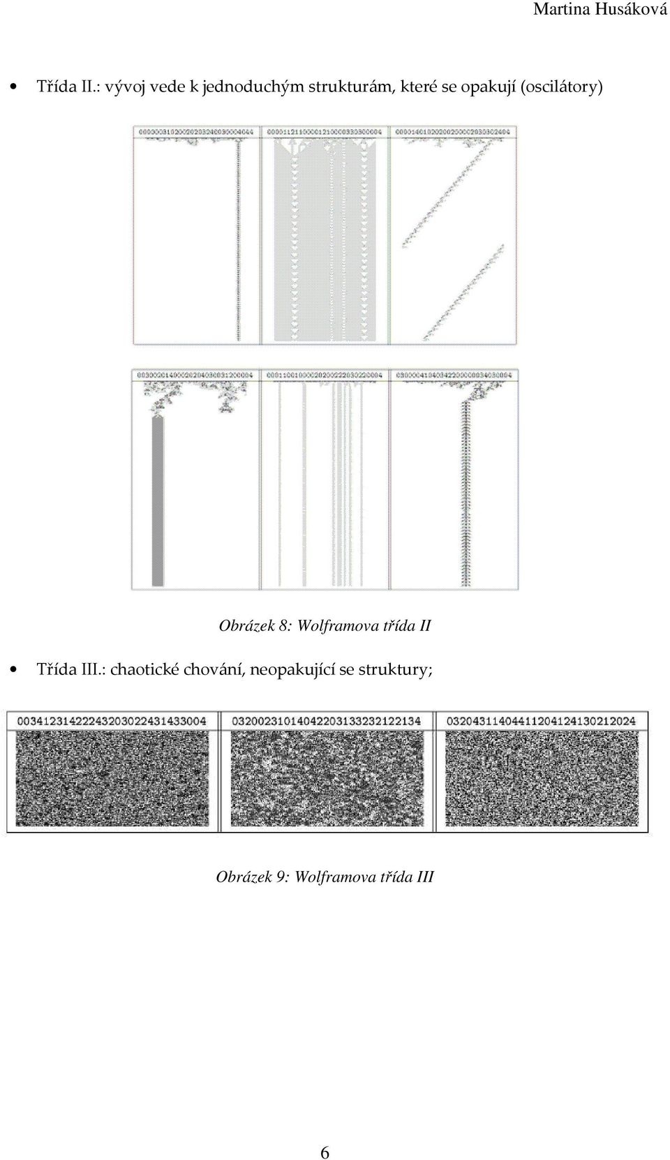 opakují (oscilátory) Obrázek 8: Wolframova třída