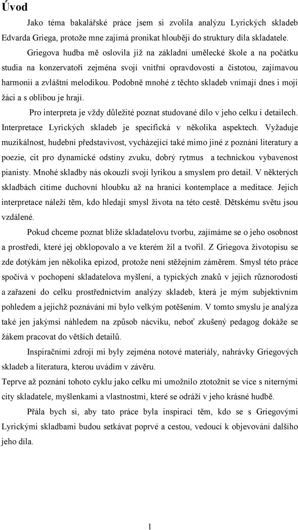 Edvard Grieg Pedagogická a interpretační analýza Lyrických skladeb - PDF  Stažení zdarma