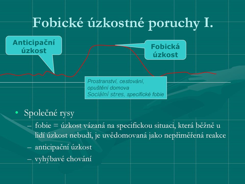 specifickou situaci, která běžně u lidí úzkost nebudí, je uvědomovaná jako